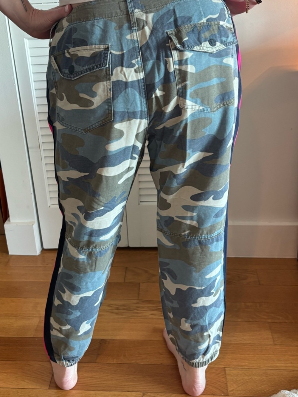 MOTHER Camo Cargo Pants with Pink Side Stripe - Picture 3 of 4